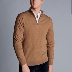 Men's Brown Half-Zip Sweater 100% merinos